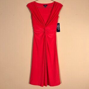 Chaps Ruched Front Knit CAP Sleeve Dress NWT